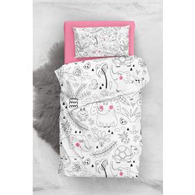 Monohome Pink Animals 3D Pamuk Saten Bebek Nevresim Takım