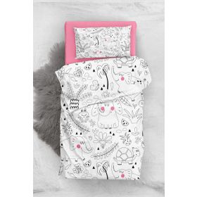 Monohome Pink Animals 3D Pamuk Saten Bebek Nevresim Takım