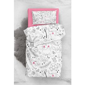 Monohome Pink Animals 3D Pamuk Saten Bebek Nevresim Takım
