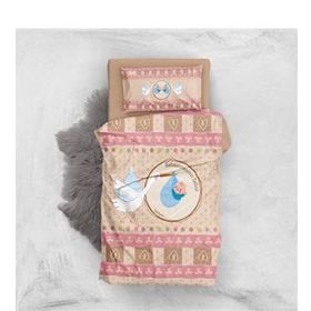 Monohome Pink & Brown 3D Pamuk Saten Bebek Nevresim Takımı