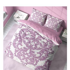 Monohome Pink Damask 3D Pamuk Saten Renkli Çift Kişilik 200x220 cm Nevresim Takımı