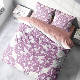 Monohome Pink Damask 3D Pamuk Saten Renkli Çift Kişilik 200x220 cm Nevresim Takımı