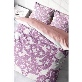 Monohome Pink Damask 3D Pamuk Saten Renkli Çift Kişilik 200x220 cm Nevresim Takımı