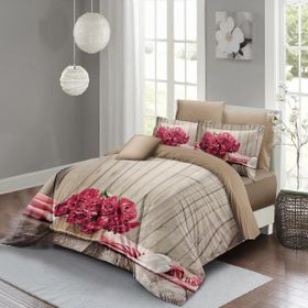 Monohome Pink Flowers 3D Pamuk Saten Çift Kişilik Nevresim Takımı