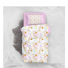 Monohome Pink Giraffe 3D Pamuk Saten Renkli Bebek 100x150 cm Nevresim Takımı