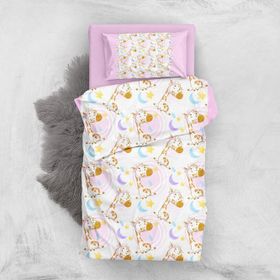 Monohome Pink Giraffe 3D Pamuk Saten Renkli Bebek 100x150 cm Nevresim Takımı