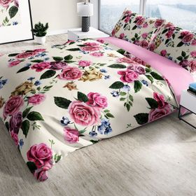 Monohome Pink Rose 3D Pamuk Saten Çift Kişilik 200x220 cm Nevresim Takımı