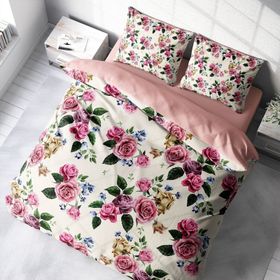Monohome Pink Rose 3D Pamuk Saten Çift Kişilik 200x220 cm Nevresim Takımı