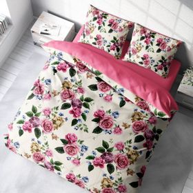 Monohome Pink Rose 3D Pamuk Saten Çift Kişilik 200x220 cm Nevresim Takımı