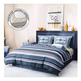 Monohome Premium Luxury 3d Pamuk Saten Blue Suite Çift Kişilik Nevresim Takımı