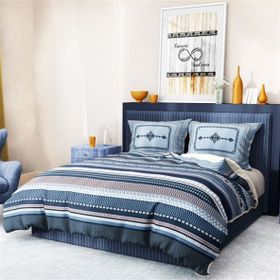 Monohome Premium Luxury 3d Pamuk Saten Blue Suite Çift Kişilik Nevresim Takımı