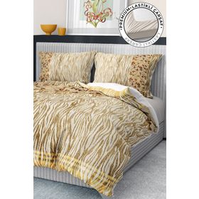 Monohome Premium Luxury 3d Pamuk Saten Gold Zebra Çift Kişilik Nevresim Takımı