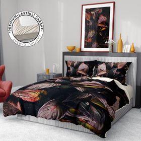 Monohome Premium Luxury 3D Pamuk Saten Güz Yaprakları Çift Kişilik Nevresim Takımı