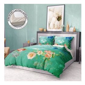 Monohome Premium Luxury 3D Pamuk Saten Water Flowers Çift Kişilik Nevresim Takımı