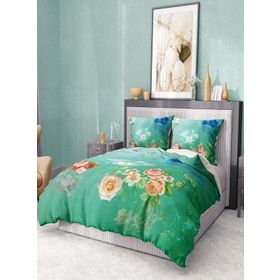 Monohome Premium Luxury 3D Pamuk Saten Water Flowers Çift Kişilik Nevresim Takımı