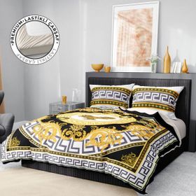 Monohome Premium Luxury 3D Pamuk Saten Yellow Brand Çift Kişilik Nevresim Takımı