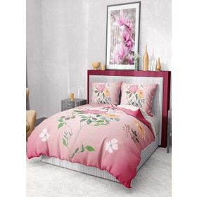Monohome Premium Luxury 3D Saten Pamuk Pink Rose Çift Kişilik Nevresim Takımı