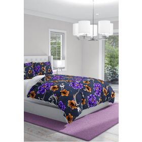 Monohome Purple Floral Naturel Renkli Çift Kişilik 200x220 cm Nevresim Takımı