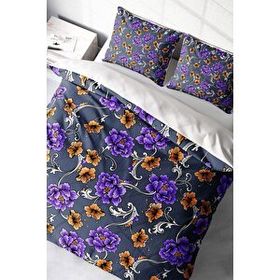 Monohome Purple Floral Naturel Renkli Çift Kişilik 200x220 cm Nevresim Takımı