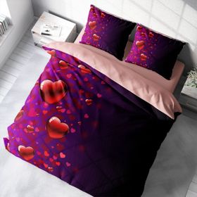Monohome Purple Love Sevgililer Günü Pamuk Saten Çift Kişilik Nevresim Takımı