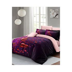 Monohome Purple Love Sevgililer Günü Pamuk Saten Çift Kişilik Nevresim Takımı