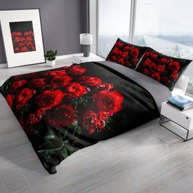 Monohome Red Black Roses 3D Renkli Çift Kişilik 200x220 cm Nevresim Takımı