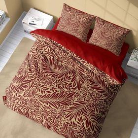 Monohome Red Leaf 3D Pamuk Saten Renkli Çift Kişilik 200x220 cm Nevresim Takımı