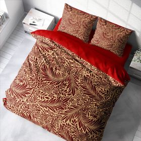 Monohome Red Leaf 3D Pamuk Saten Renkli Çift Kişilik 200x220 cm Nevresim Takımı