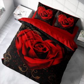 Monohome Red Rose 3D Pamuk Saten Çift Kişilik 200x220 cm Nevresim Takımı