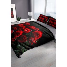 Monohome Red Roses 3D Pamuk Saten Çift Kişilik 200x220 cm Nevresim Takımı