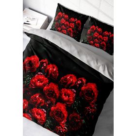 Monohome Red Roses 3D Pamuk Saten Çift Kişilik 200x220 cm Nevresim Takımı