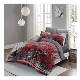 Monohome Red Tree 3D Pamuk Saten Çift Kişilik Nevresim Takım