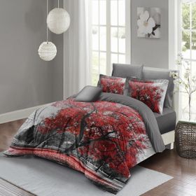 Monohome Red Tree 3D Pamuk Saten Çift Kişilik Nevresim Takım