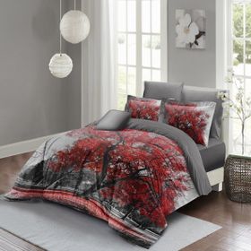 Monohome Red Tree 3D Pamuk Saten Çift Kişilik Nevresim Takım
