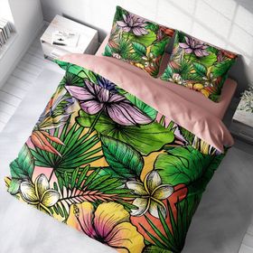 Monohome Renkli Orman 3D Pamuk Saten Çift Kişilik 200x220 cm Nevresim Takımı