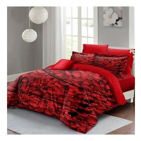 Monohome Rose Feather 200x220 cm Pamuk Saten Kırmızı Sevgililer Günü Çift Kişilik Nevresim Takımı