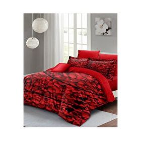 Monohome Rose Feather 200x220 cm Pamuk Saten Kırmızı Sevgililer Günü Çift Kişilik Nevresim Takımı
