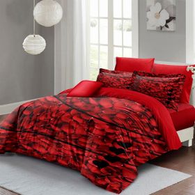 Monohome Rose Feather 200x220 cm Pamuk Saten Kırmızı Sevgililer Günü Çift Kişilik Nevresim Takımı