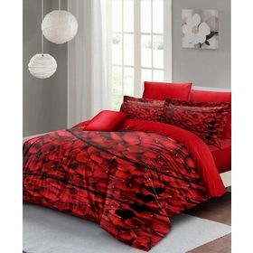 Monohome Rose Feather 200x220 cm Pamuk Saten Kırmızı Sevgililer Günü Çift Kişilik Nevresim Takımı