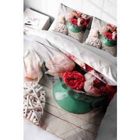 Monohome Rose Love 3D Saten Çift Kişilik Nevresim Takımı