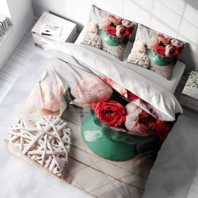 Monohome Rose Love 3D Saten Çift Kişilik Nevresim Takımı
