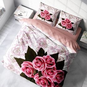 Monohome Rose1008 3D Pamuk Saten Çift Kişilik 200x220 cm Nevresim Takımı