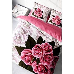 Monohome Rose1008 3D Pamuk Saten Çift Kişilik 200x220 cm Nevresim Takımı