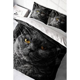 Monohome Serious Cat Naturel Çift Kişilik Nevresim Takımı