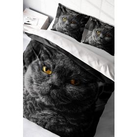 Monohome Serious Cat Naturel Çift Kişilik Nevresim Takımı
