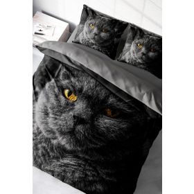 Monohome Serious Cat Naturel Çift Kişilik Nevresim Takımı