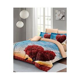Monohome Sevgililer Günü %100 Pamuk Saten Love Tree Çift Kişilik Nevresim Takımı