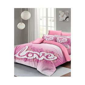 Monohome Sevgililer Günü %100 Pamuk Saten Pink Love Çift Kişilik Nevresim Takımı