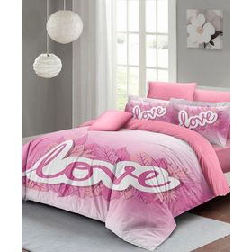 Monohome Sevgililer Günü %100 Pamuk Saten Pink Love Çift Kişilik Nevresim Takımı