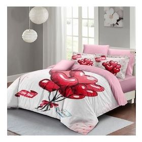 Monohome Sevgililer Günü %100 Pamuk Saten Red Balls Çift Kişilik Nevresim Takımı